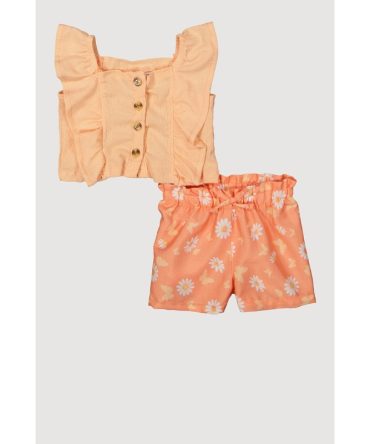 Baby Girls 0-9M Button Front Sleeveless Top and Shorts