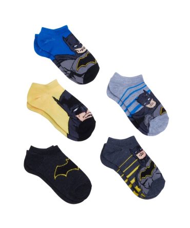 Boys Batman Graphic No Show Socks 5 Pack