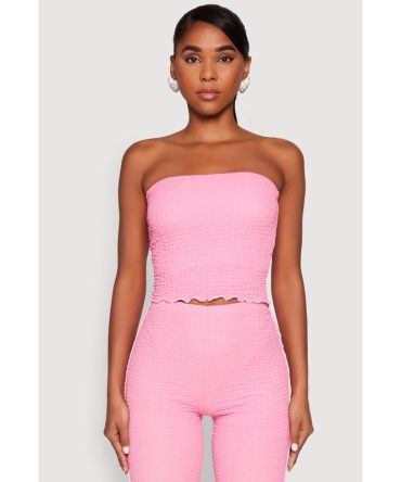 Contrast Trim Cropped Tube Top