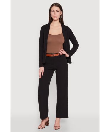 Crepe Knit Belted Dress Pants