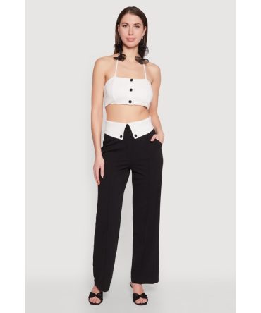 Fold Over Pintuck Dress Pants