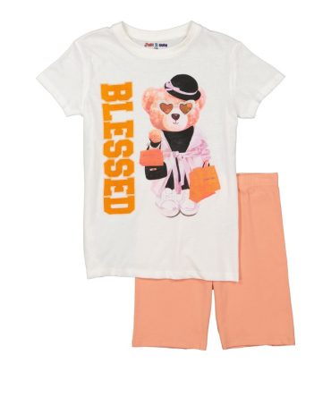 Girls Blessed Bear Tee and Bike Shorts