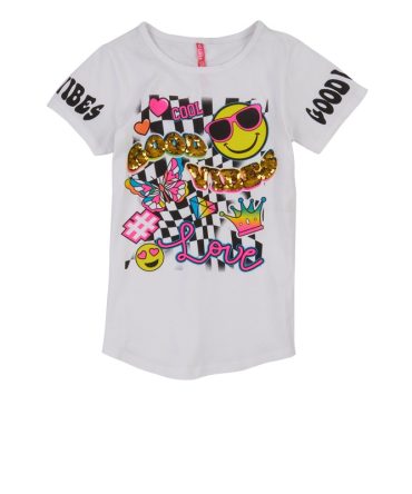 Girls Sequin Good Vibes Graphic Tee