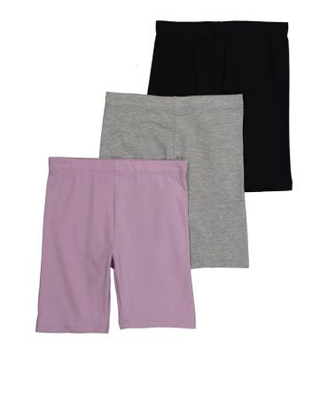 Girls Solid Basic Biker Shorts 3 Pack