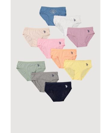 Girls US Polo Assorted Bikini Panties 10 Pack