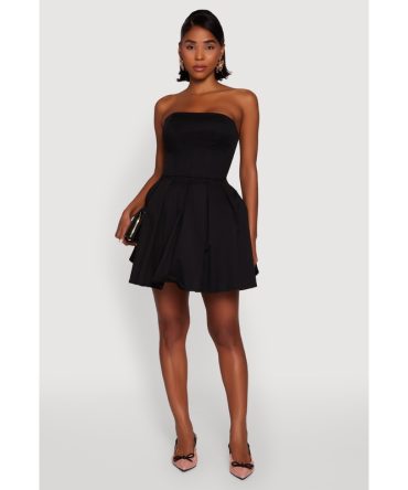 Haute Monde Tulle Lined Strapless Skater Dress