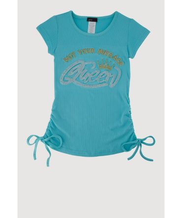 Little Girls Not Your Average Queen Graphic Ribbed Knit Tee