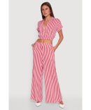 Stylish Plisse High Waisted Palazzo Pants with Twist Front Waist