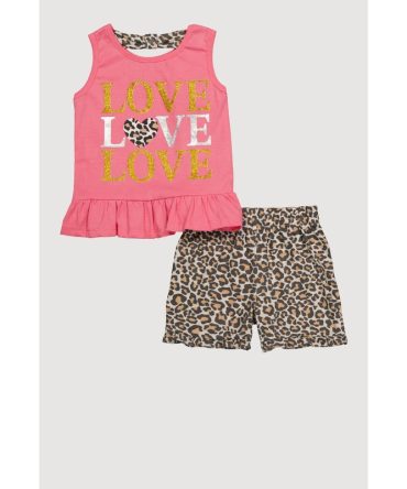 Toddler Girls Love Graphic Peplum Tank and Shorts Set