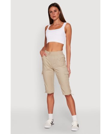 Toggle Drawstring Cargo Capris