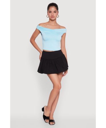 Trendy High Waisted Mini Skater Skirt