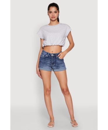 WAX Rhinestone Back Pocket Denim Shorts