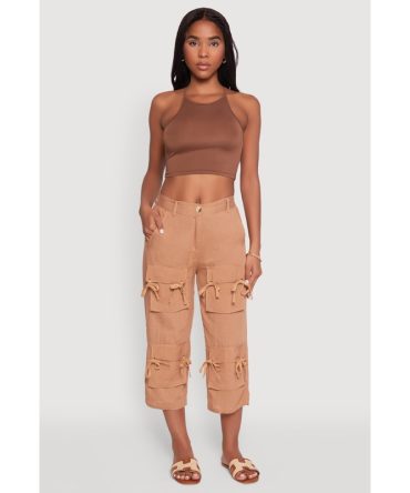 Bow Cargo Pocket Capri Pants