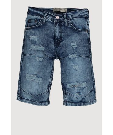 Boys Decorative Stitch Distressed Denim Shorts