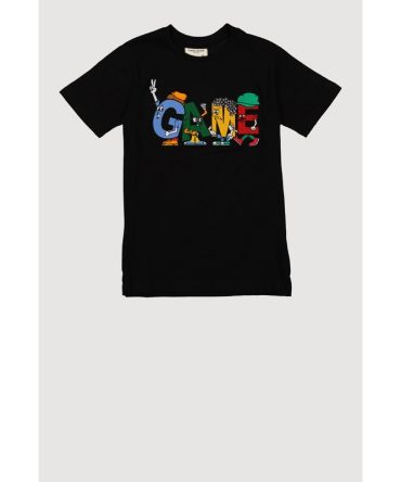 Boys Game Embroidered Crew Neck Graphic Tee
