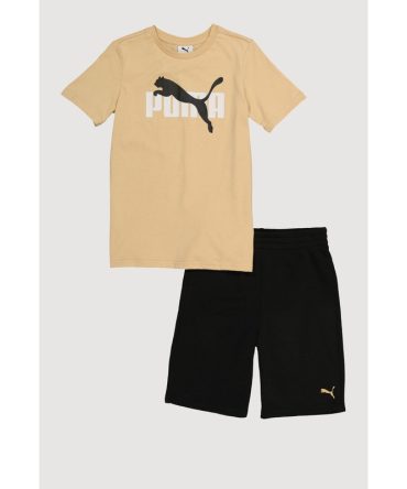 Boys Puma Print Tee and Shorts