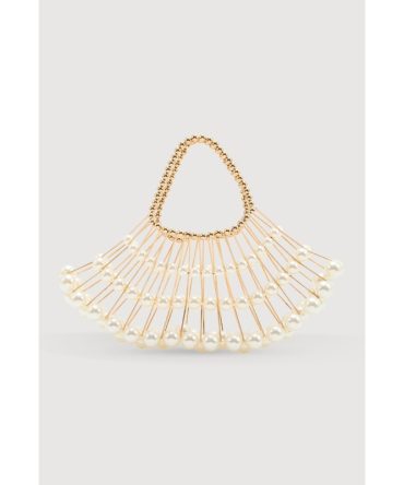 Caged Faux Pearl Handbag