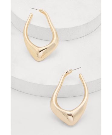 Metallic Abstract Teardrop Hoop Earrings
