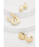 Metallic Hoop Earrings Trio