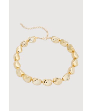 Metallic Sculpted Beaded Statement Necklace