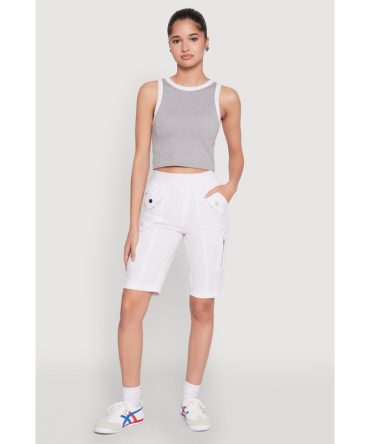 Side Zip Cargo Pocket Bermuda Shorts