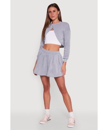 Smocked High Waisted Pleated Skort