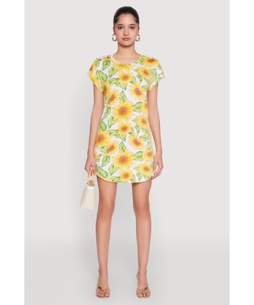 Sunflower Print Shift Dress