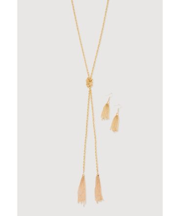 Tassel Rope Chain Necklace and Drop Earrings