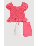 Toddler Girls Smocked Peplum Top and Cargo Joggers