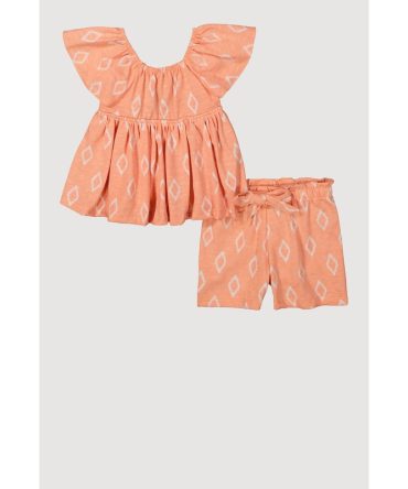 Toddler Girls Tie Back Peplum Tee and Shorts