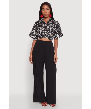 Twist Front Swirl Print Top