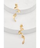 Wooden Layered Stretch Bracelet and Drop Hoop Earrings