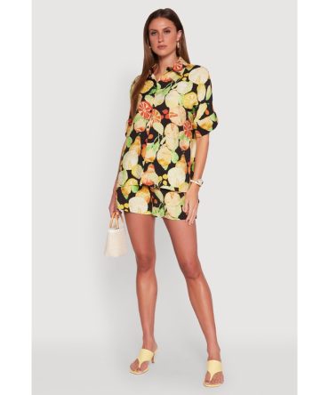 Airy Fruit Print Shorts