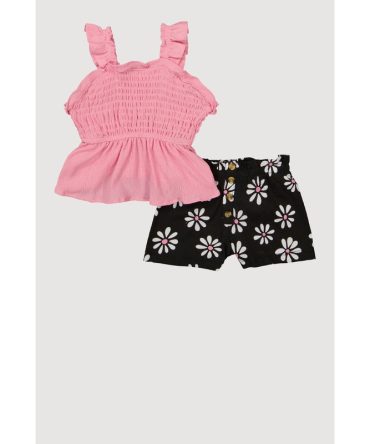 Baby Girls 12-24M Smocked Peplum Blouse and Flower Print Shorts