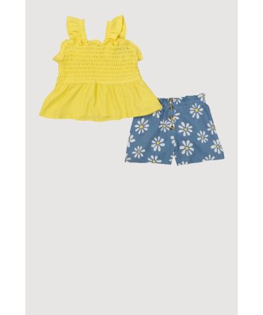 Baby Girls 12-24M Smocked Peplum Top and Flower Print Shorts