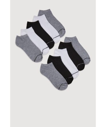 Boys Contrast Trim Ankle Socks 10 Pack