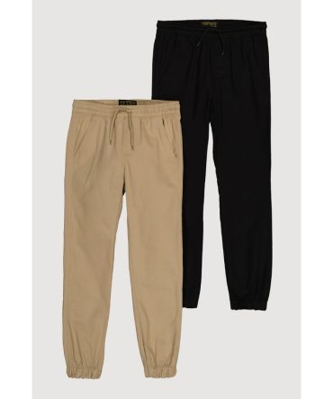 Boys Twill Drawstring Joggers 2 Pack