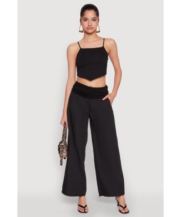 Fold Over Wide Leg Pants