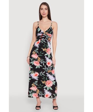 Peony Lavender Print Empire Waist Maxi Dress