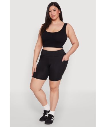Plus Size Cell Phone Side Pocket Biker Shorts