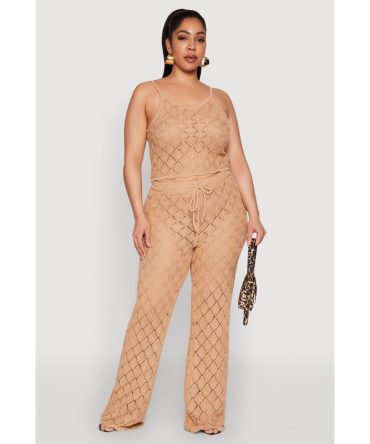 Plus Size Crochet Diamond Knit Pants