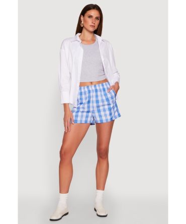 Pull On Plaid Shorts
