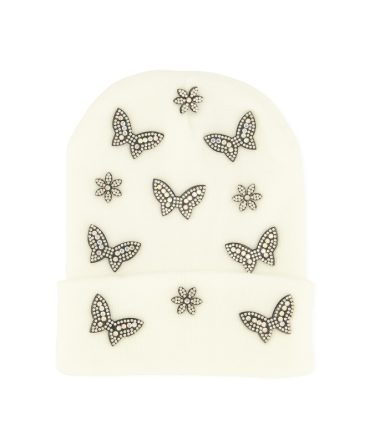 Rhinestone Butterfly Studded Beanie
