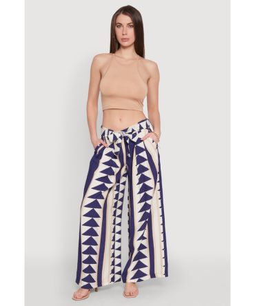 Tie Waist Belted High Waisted Palazzo Pants