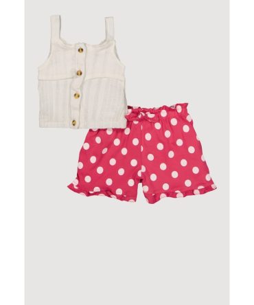 Toddler Girls Rib Knit Tank Top and Polka Dot Shorts