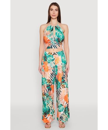 Tropical Print Palazzo Pants