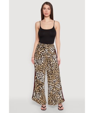 Varsity Stripe Leopard Print Pants