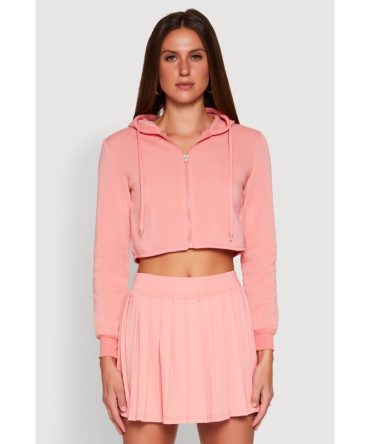Zip Front Cropped Hoodie
