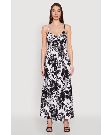 Airy Floral Print Empire Waist Maxi Dress