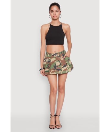 Almost Famous Pleated Bubble Hem Denim Skirt